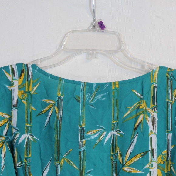 Worthington Turquoise Bamboo Cold Shoulder Georgette Blouse Size XLT - Picture 7 of 7